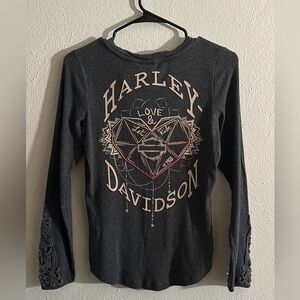Women's Harley Davidson Love & Let Ride Long Sleeve Henley.